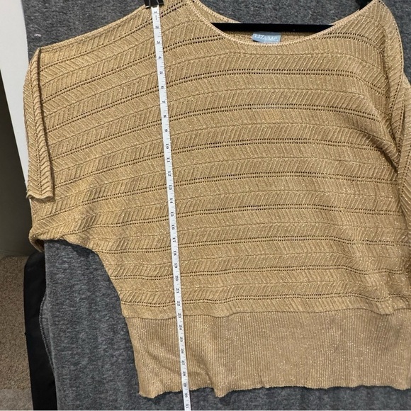 Metalic Gold Glitter formal evening holiday Batwing open knit sweater plus 4X - Picture 13 of 13